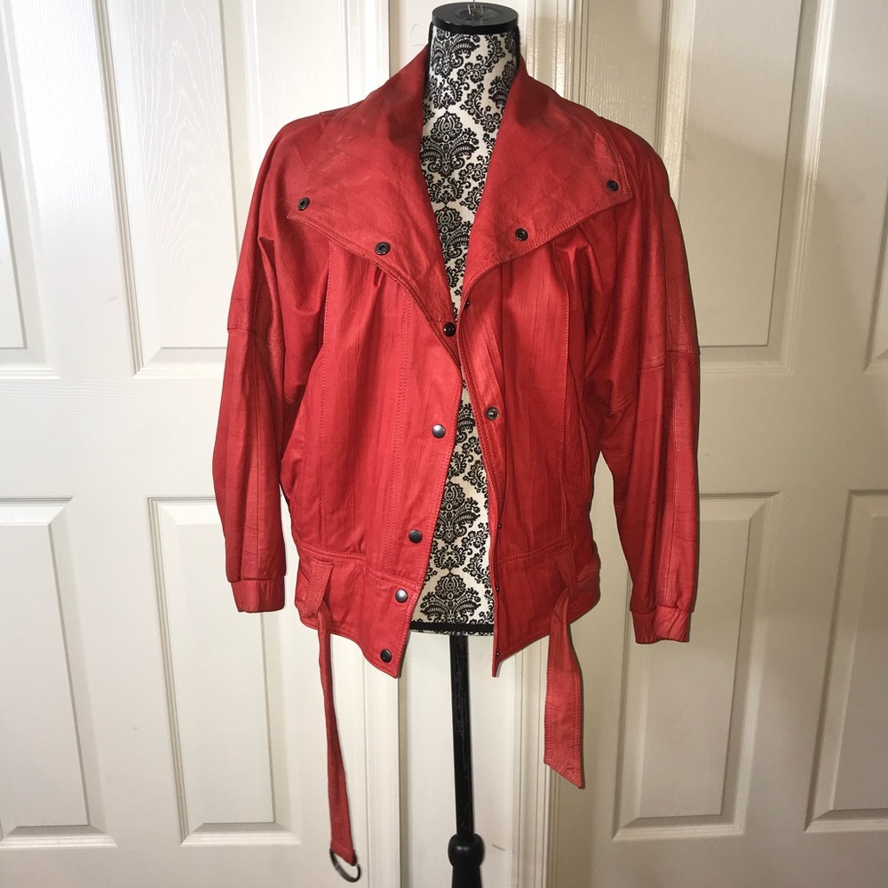Vintage red leather coat